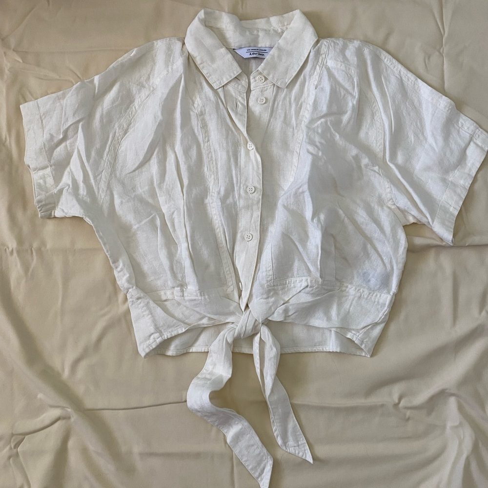 NWOT & Other Stories Cream Linen Tie Front Top